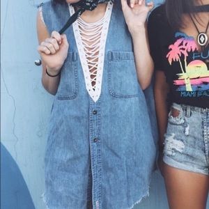 Furst Of a Kind Lace Up Jean Top